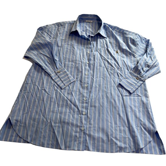 Patrizia Pepe Oversized Button Down Shirt in Blue Stripe - Picture 1 of 6